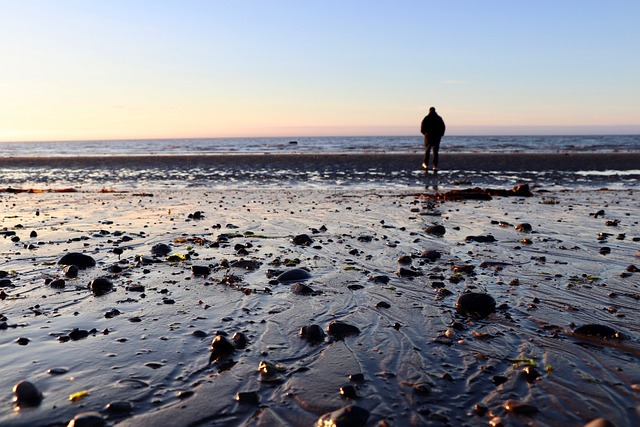 a person walking on a beach, Chronically Offline