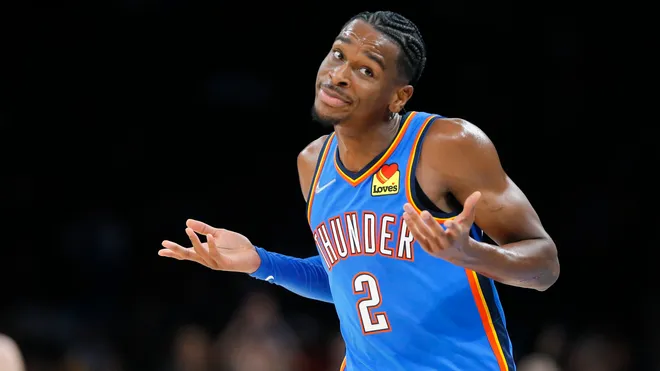 Oklahoma City Thunder player Shai Gilgeous-Alexander. 2025 NBA Finals